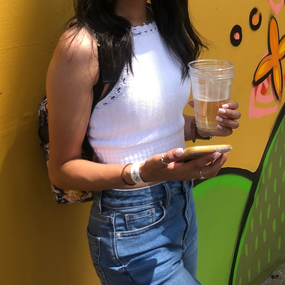White Hollister crop top